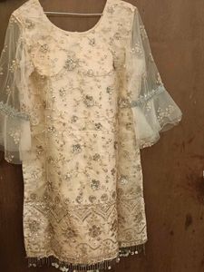 Embroidered partwere kurta sharara duppata set