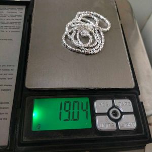 Pure Silver ._. Dot Ball Mix Snack Chain  22"inc