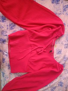 Vibrant Pink Off-Shoulder Puff Sleeve Top