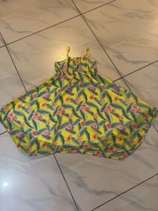Yellow Tropical Print Sundress