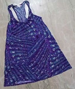 Purple Peacock Print Racerback Tunic/Mini Dress