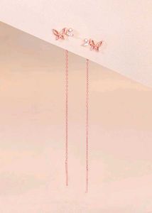 Rose Gold Butterfly Sui Dhaga Earrings