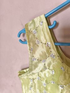 Embellished Sleeveless Lime Green kurti