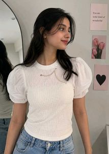 Chic Puff Sleeve Textured Top