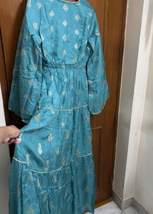 Teal Blue Floral Dress/Gown