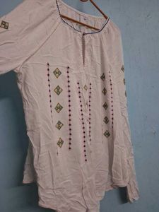 White Embroidered Bohemian Tunic Top