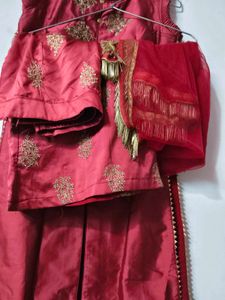 Elegant Maroon kurti with plazzo  Gold Embro