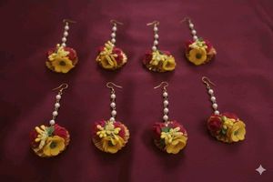 8 Floral Maang Tikka Set - Haldi Jewelry