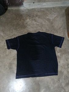 Black T-Shirt with Purple Stitching