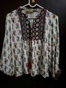 Bombay Paisley by Westside White Cotton Top