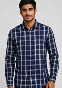 Urban United Men's Navy Blue Checkered