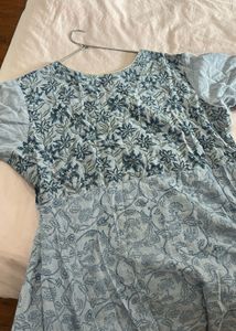 Blue Floral Print Kurta