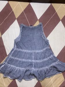 Tiered Blue Sleeveless Top