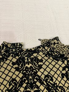 Black &amp; Cream Damask Print Bodysuit