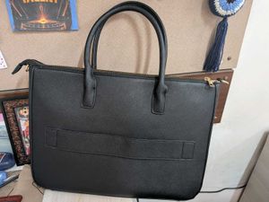 Classic Black Faux Leather Tote Bag