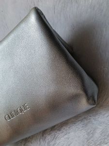 Clinique silver metallic foldable clutch 💕♥️