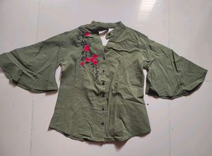 Chic Green Bell Sleeve Top