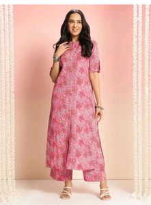 Pink Floral Print Kurta