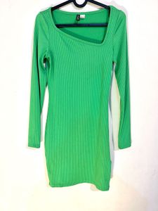 H&amp;M Ribbed Asymmetrical Neck Mini Dress