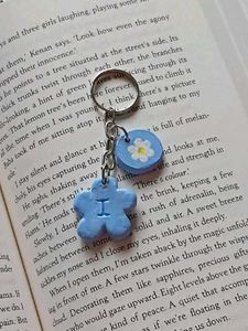 Cute Flower Initial Keychain