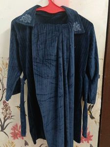 Elegant Dark Blue Velvet Cord Set