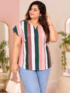Striped Casual V-Neck Top