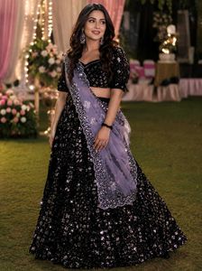 Stunning Black Sequined Lehenga Choli