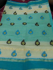 Elegant Embroidered Cotton Saree