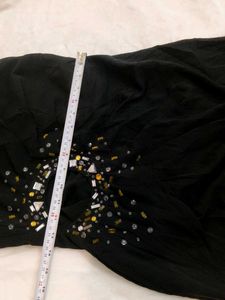 Black Embellished Strapless Dress