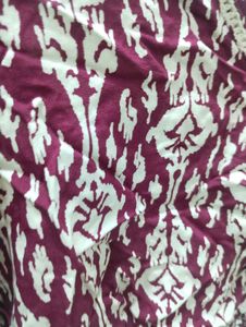 Maroon Printed Crop Top with Full Sleeves