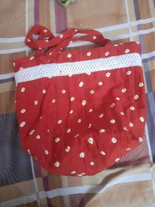 Red Cotton Tote Bag