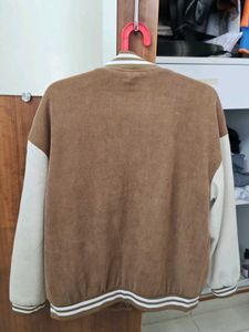 Trendy Brown &amp; White Varsity Jacket