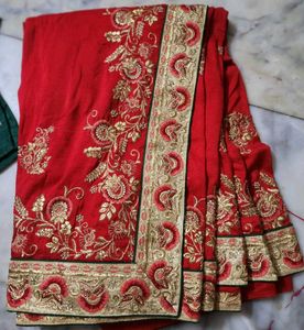red and green colour combination saree