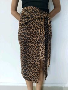 Leopard Print Wrap Skirt