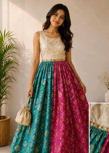 Ethnic Gown 1 in 2 styles colours reversible