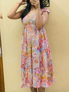 Boho Paisley Print Smocked Dress