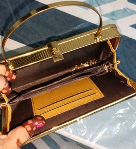 Sparkling Gold Hexagon Clutch Bag