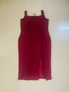 Stylish Maroon Bodycon Midi Dress