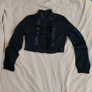Gothic Ruffle Black Top