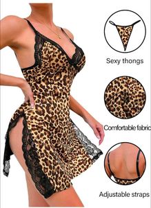 Leopard Print Lace combo Nightie Set