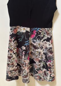 Black Floral Print Fit &amp; Flare Dress