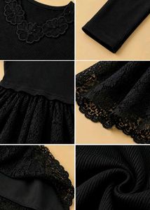 BLACK FLORAL LACE DRESS WITH LONG SLEEVES
