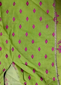 Yellow Kurta with pink  Block Print, size L