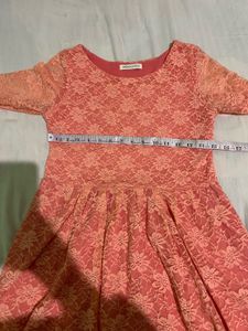 Elegant Peach Lace Kurta.