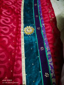 Partywear red cotton brasso saree