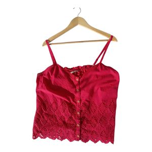 George Pink Lace Cotton Top L
