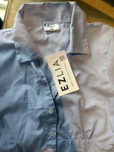Blue Striped Button-Up Top 👚
