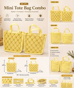 Set of 2 Yellow Mini Tote Bags