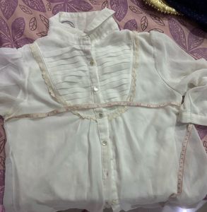 Chic Sheer Blouse with Pearl Buttons