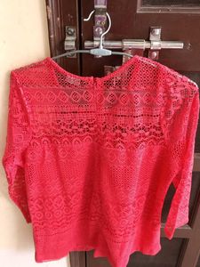 Coral Lace Top